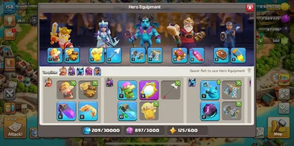 COC222 Maxed TH13 Heroes Gear + BH9 